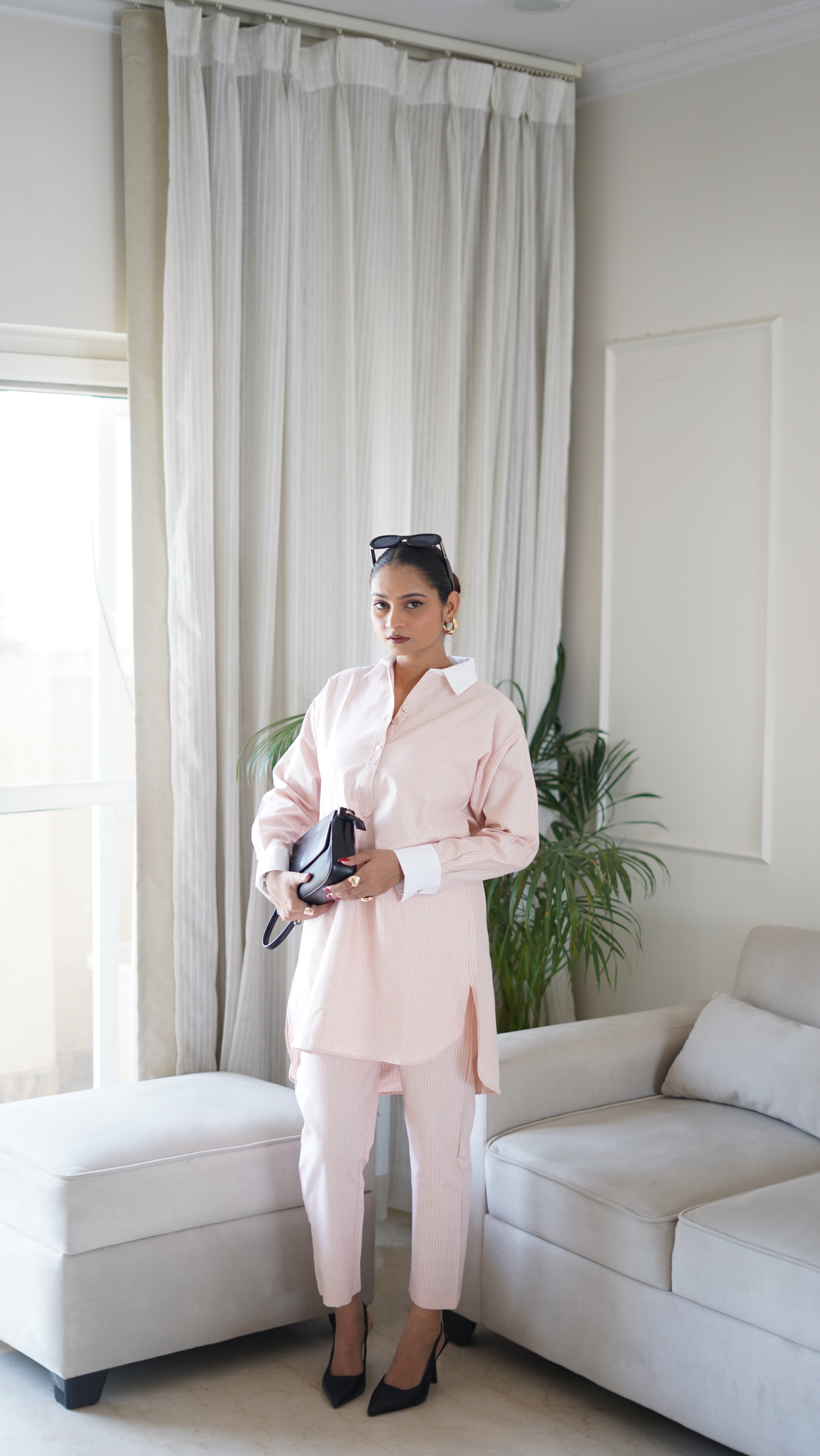 Peach Stripe Coord Set