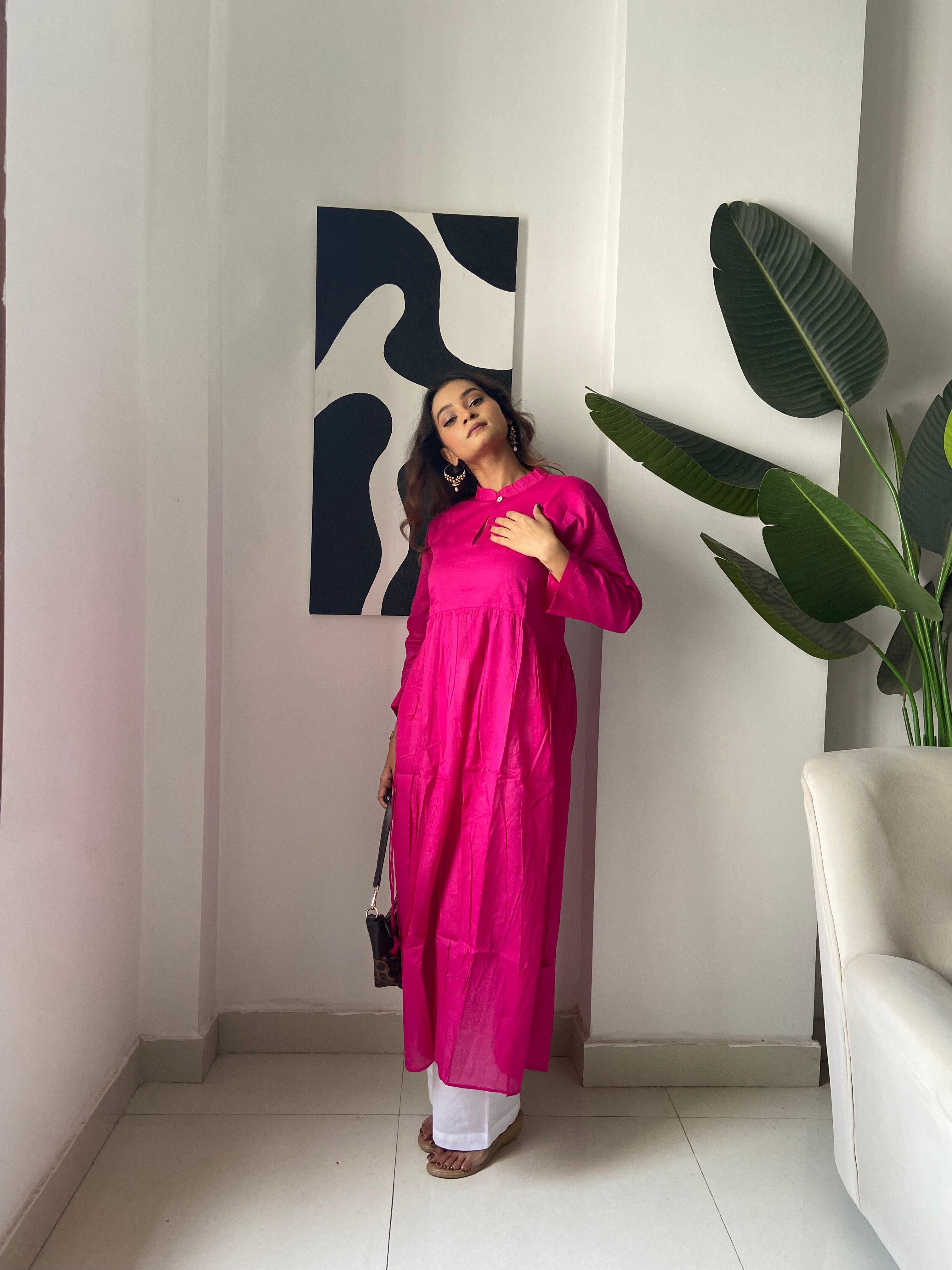 Mulmul Pink Lace kurta Set