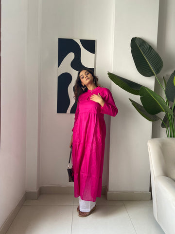 Mulmul Pink Lace kurta Set