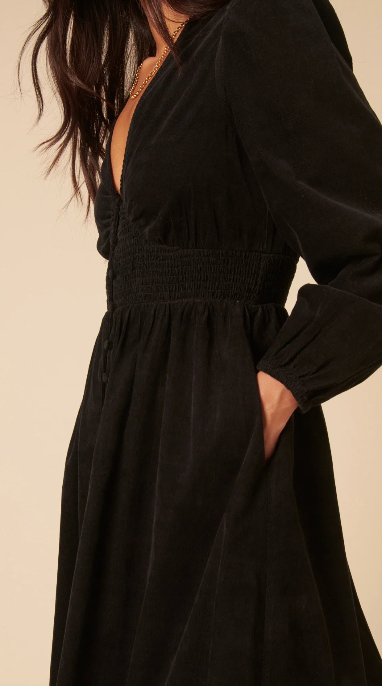 Aalayra Black Button Maxi Full Sleeves