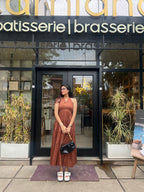 Brown Halter Neck Maxi Dress