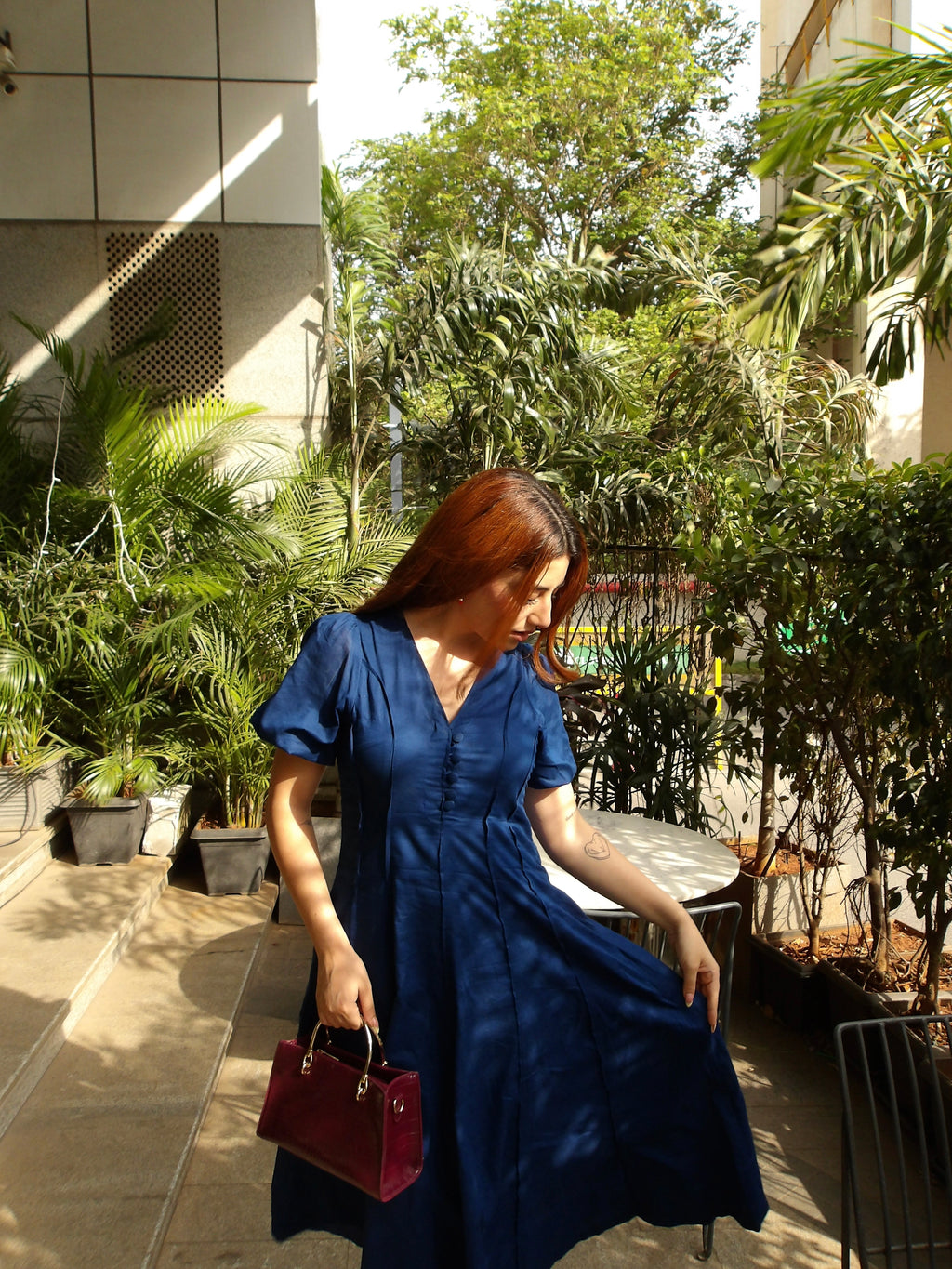 Mulmul Dark Blue Button Maxi Dress