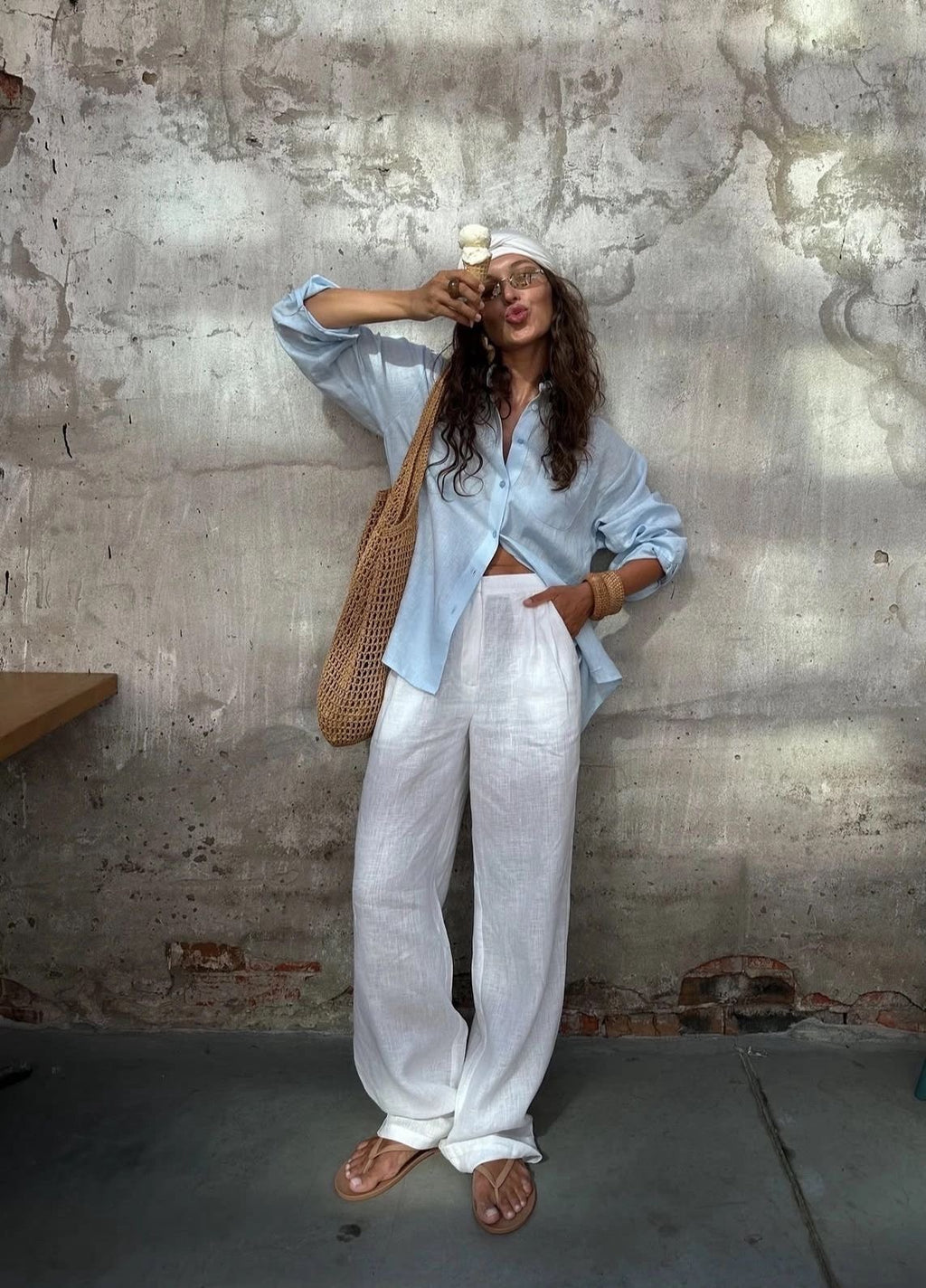 Sky Blue Mulmul Coord Set