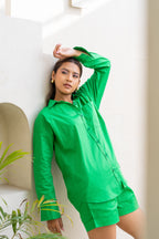 Hot Green Oversized Cotton Shirt