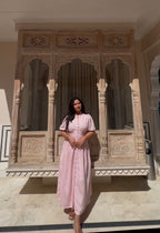 Aalayra Baby Pink Button Maxi Dress