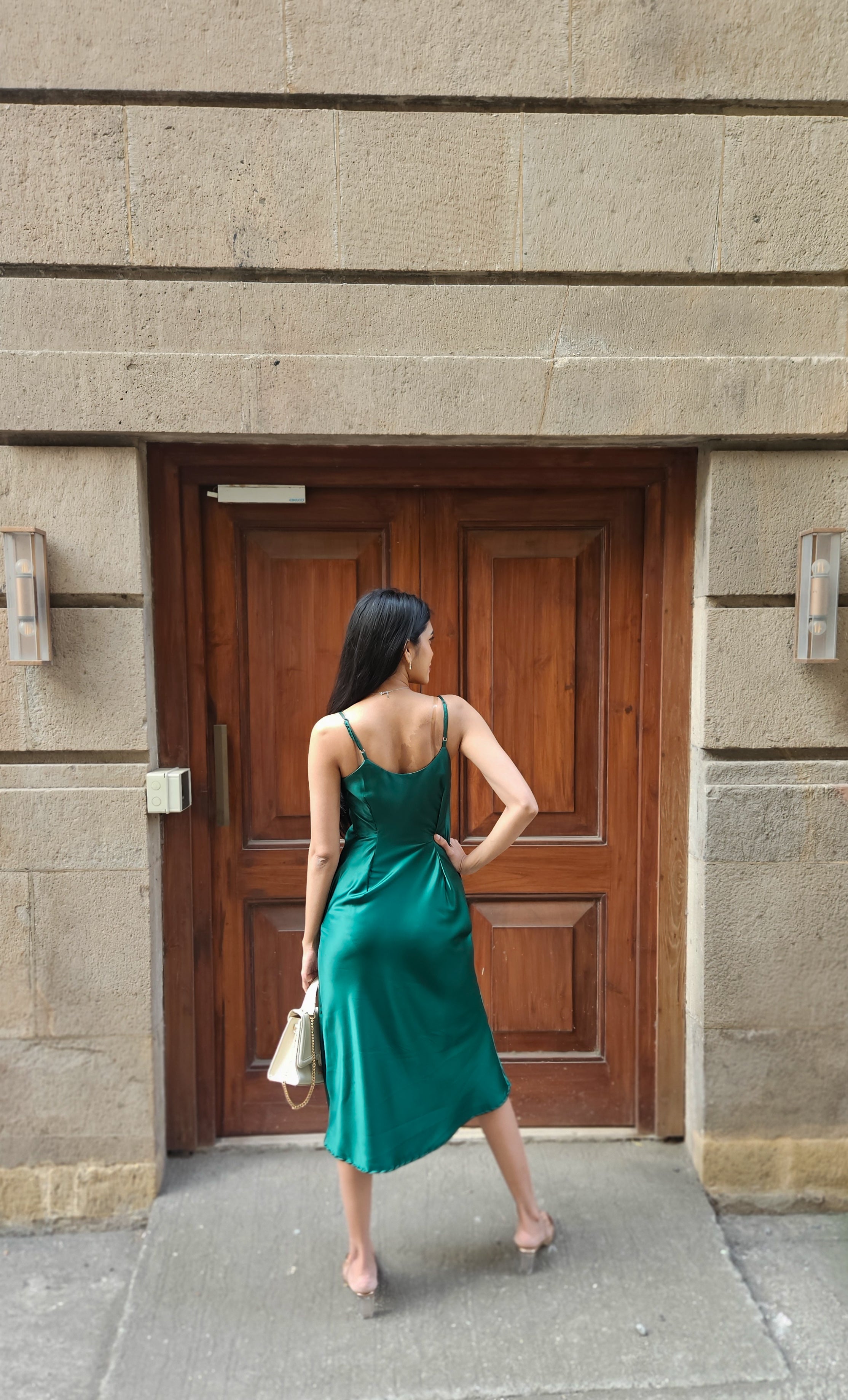 Emerald Green Cowl Neck Dress Western Party Dress for Women LabelbyAnuja Emerald Green Cowl Neck Dress Western Party Dress for Women LabelbyAnuja