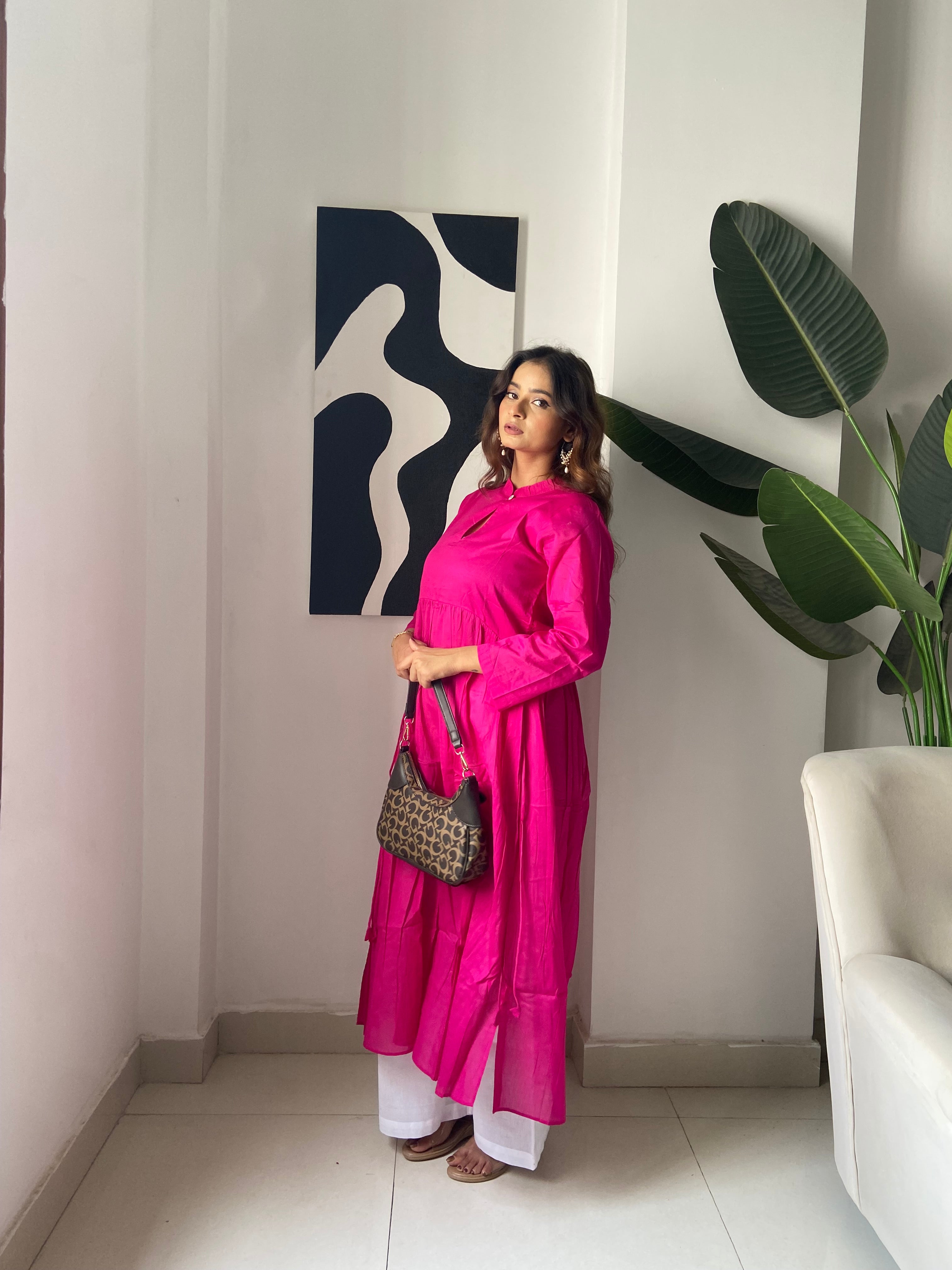 Mulmul Pink Lace kurta Set