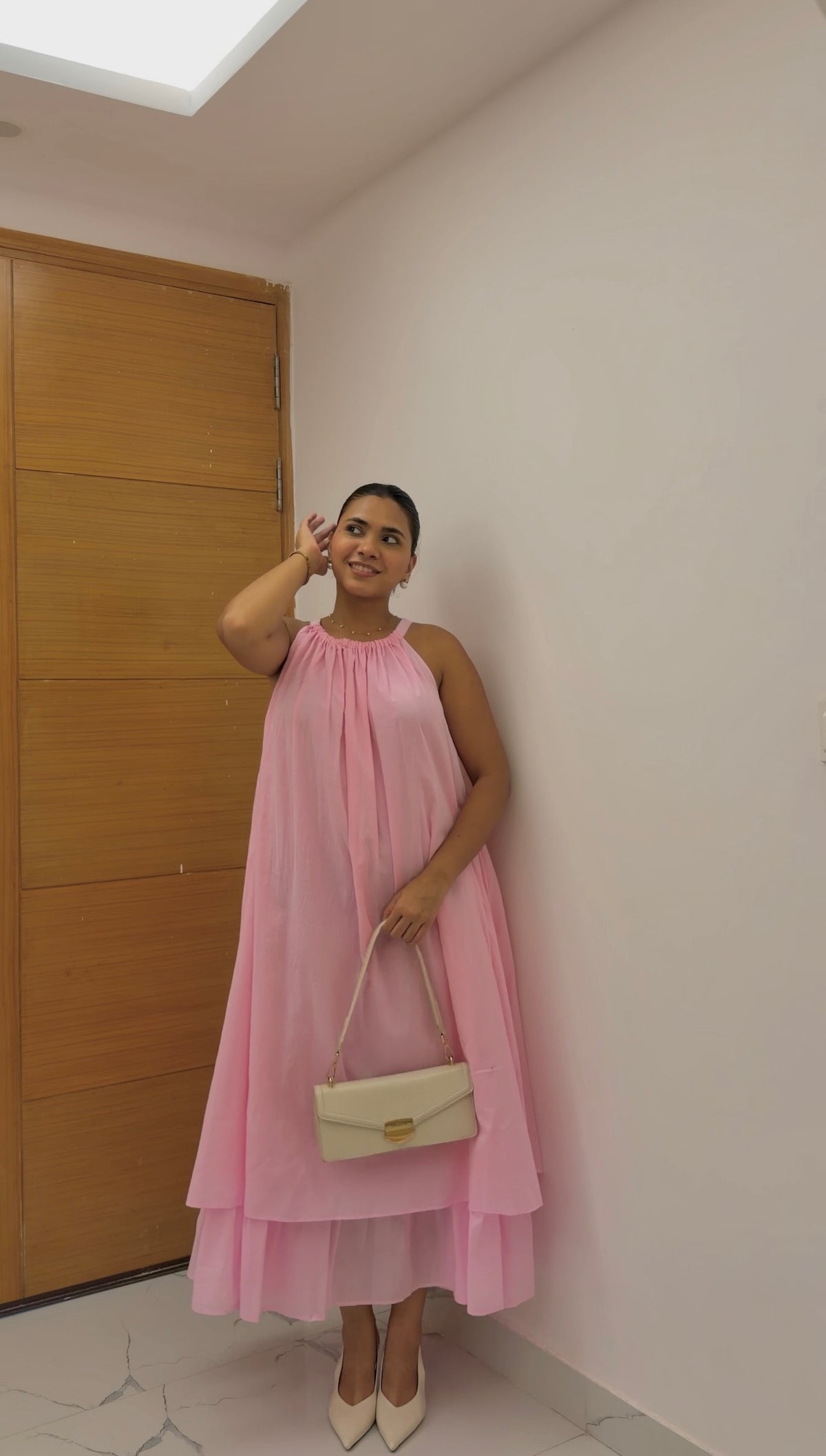 Mulmul Blooming Baby Pink Maxi Dress