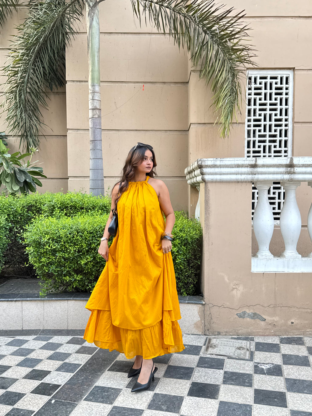 Mulmul Mustard Blooming Dress