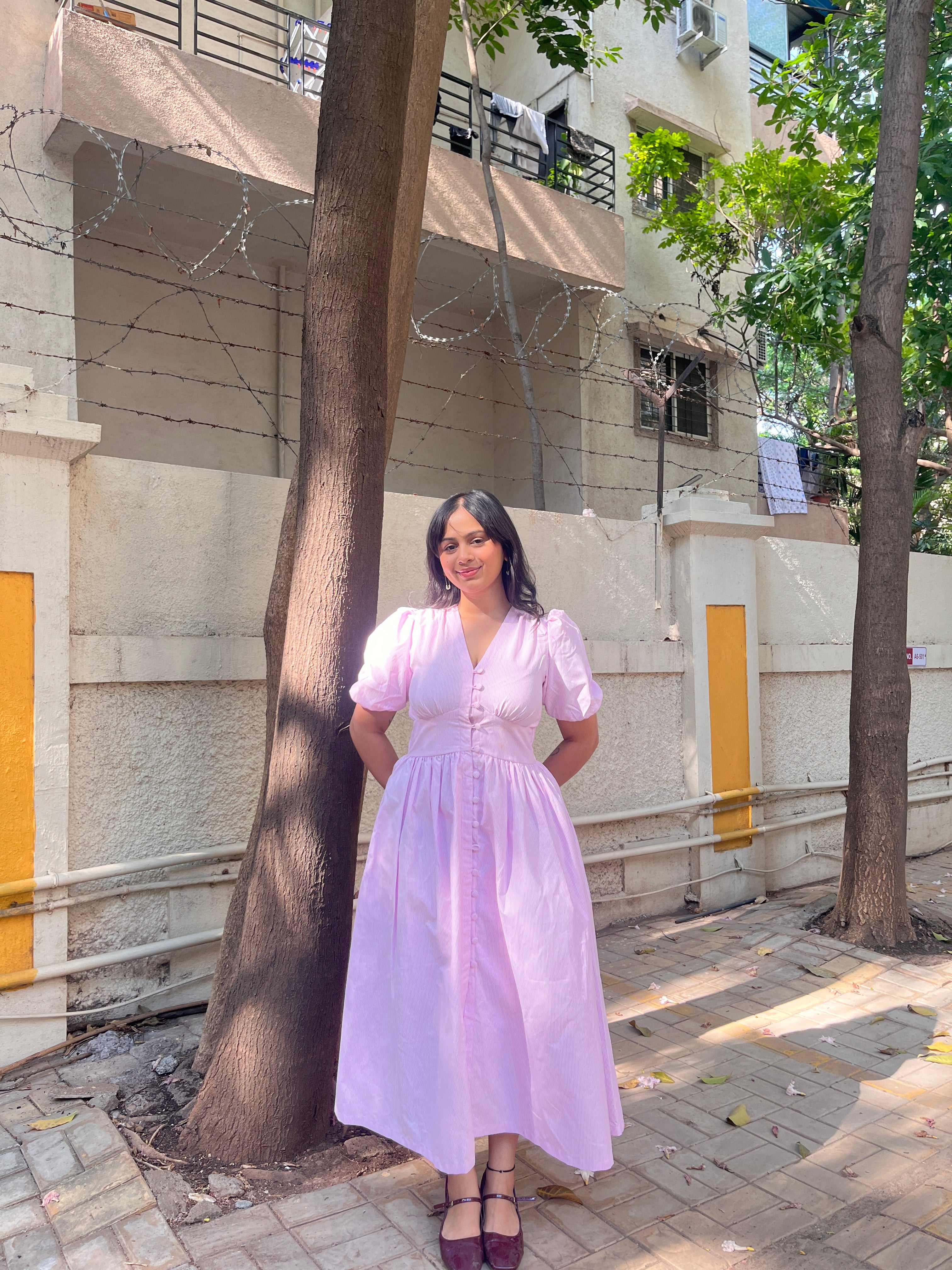 Aalayra Stripe Button Maxi Dress