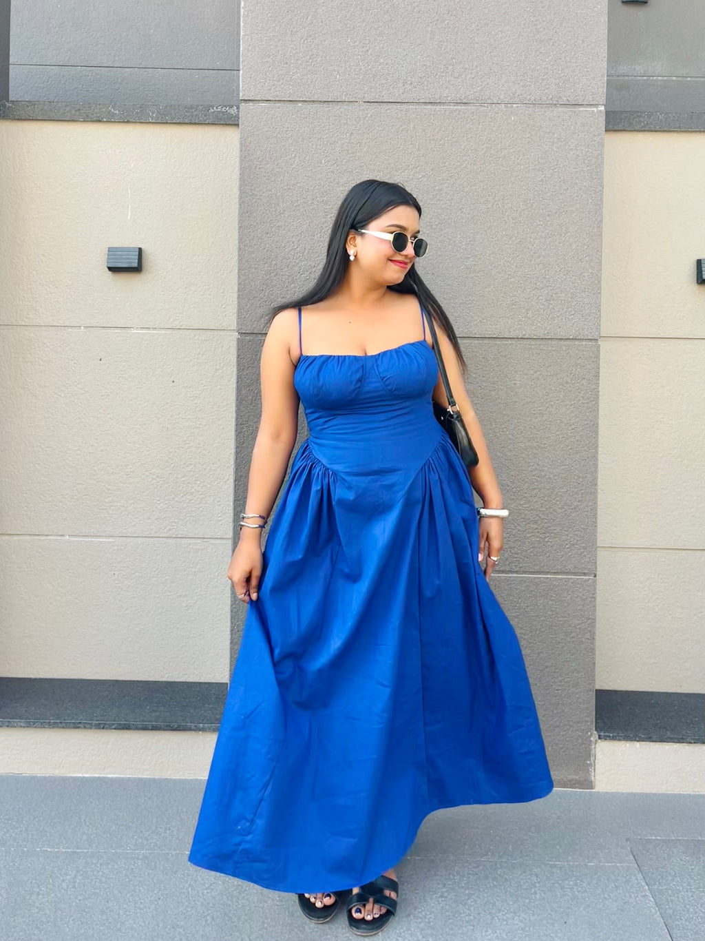 Ameera Blue Gathered Dress