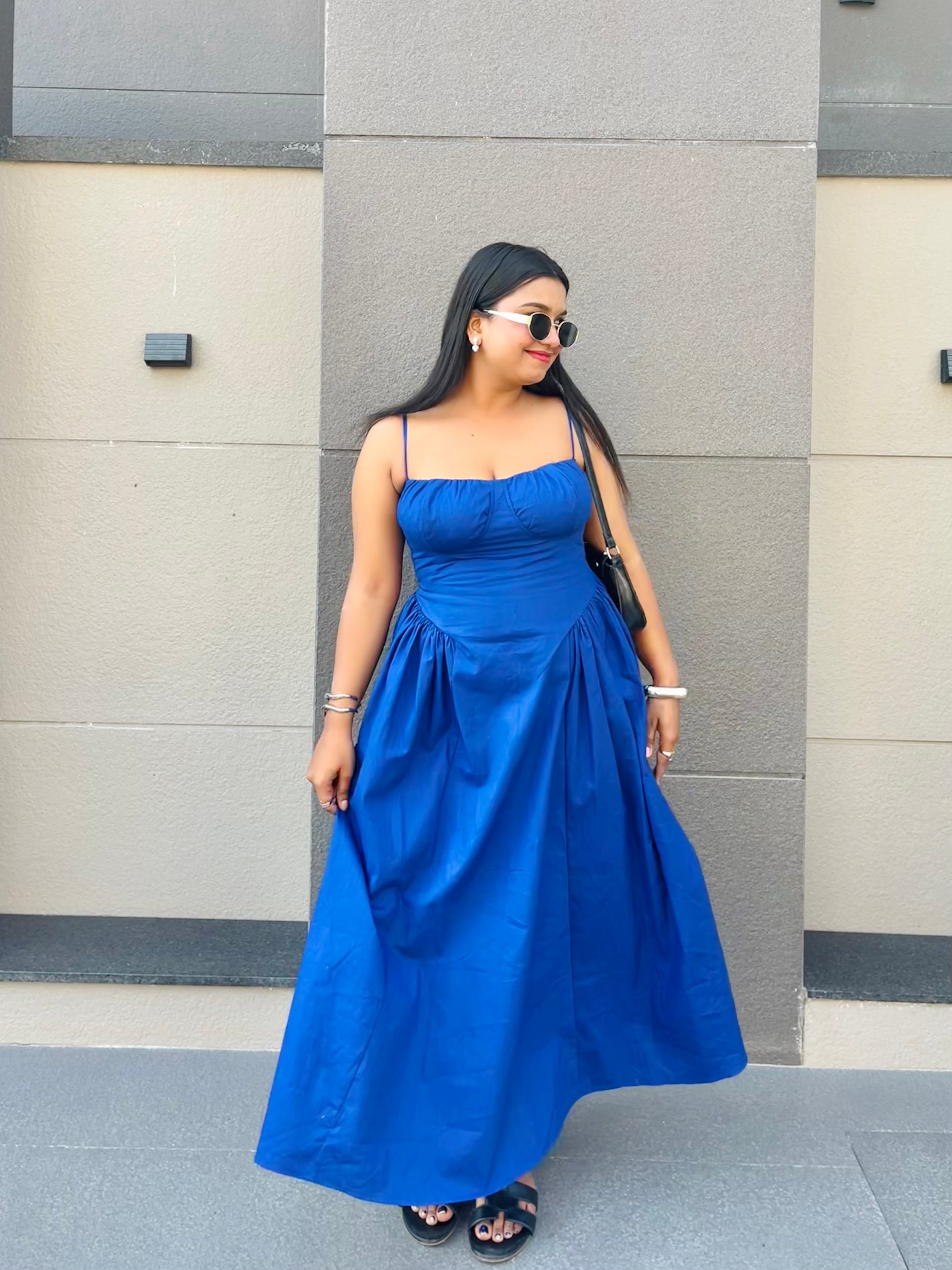 Ameera Blue Gathered Dress