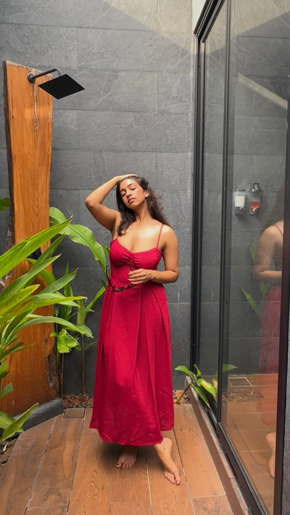 Ameera Maroon Gathered Dress