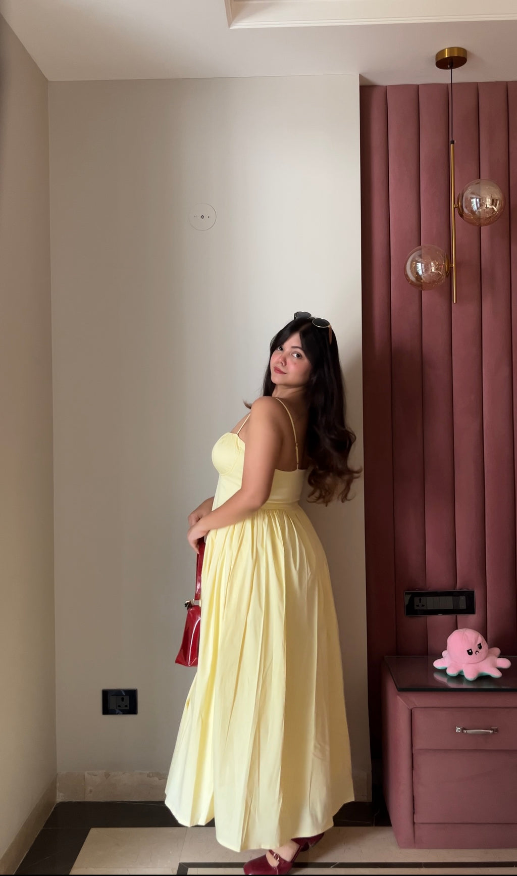 Ameera Yellow Corset Gathered Dress