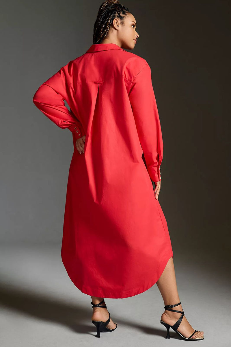 Red Long Shirt Dress- Labelbyanuja