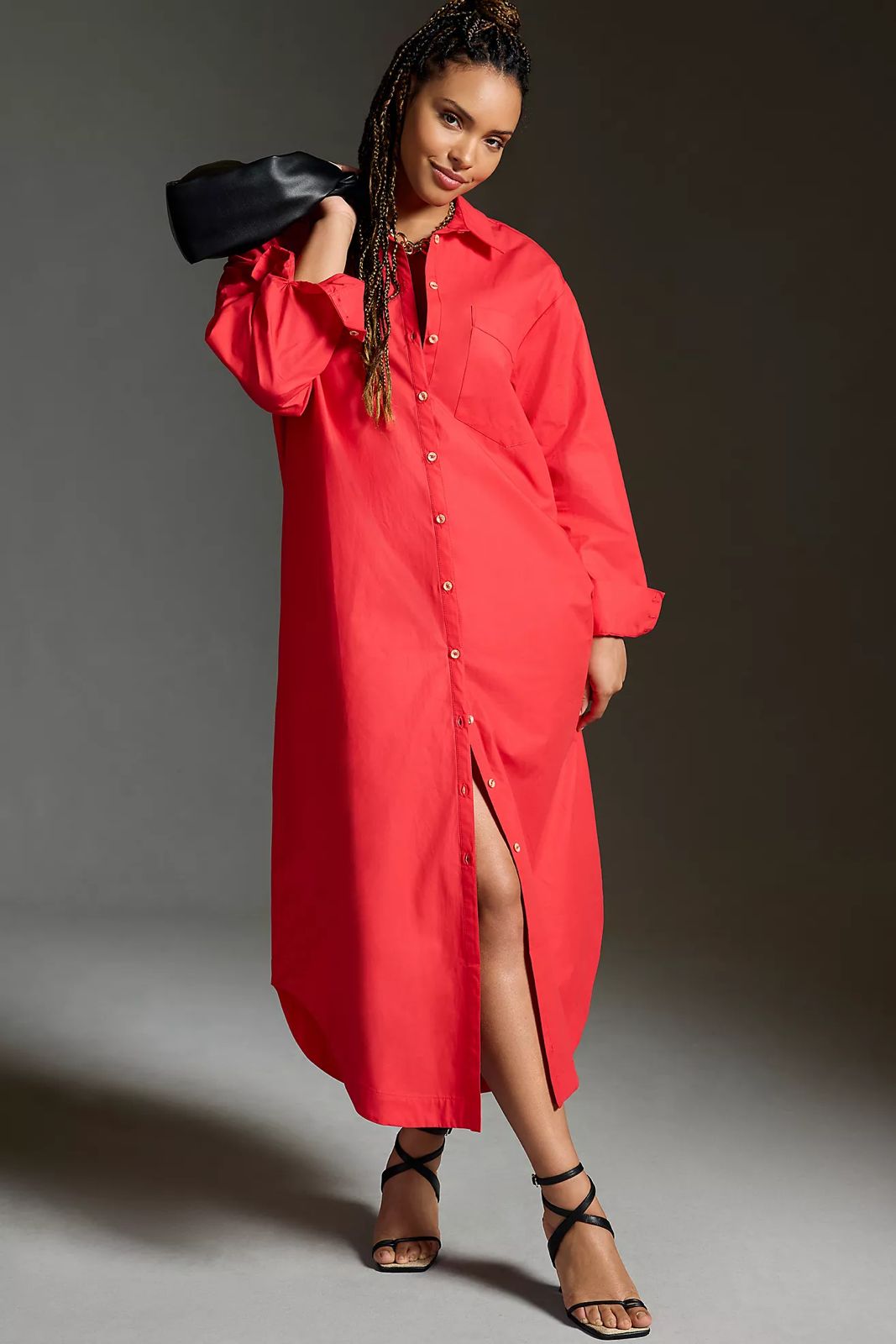 Red Long Shirt Dress- Labelbyanuja