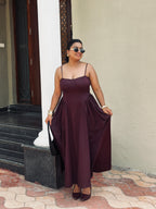 Ameera Wine Corset Gathered Dress