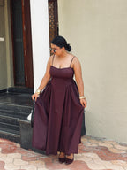 Ameera Wine Corset Gathered Dress