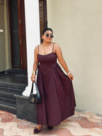 Ameera Wine Corset Gathered Dress