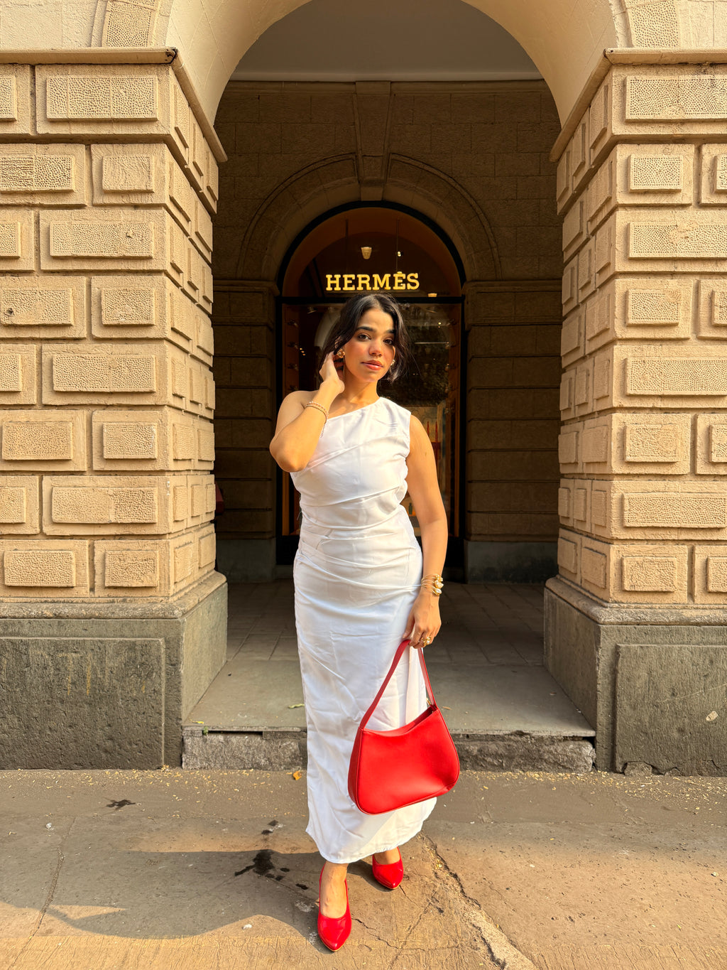 One Shoulder White Dress