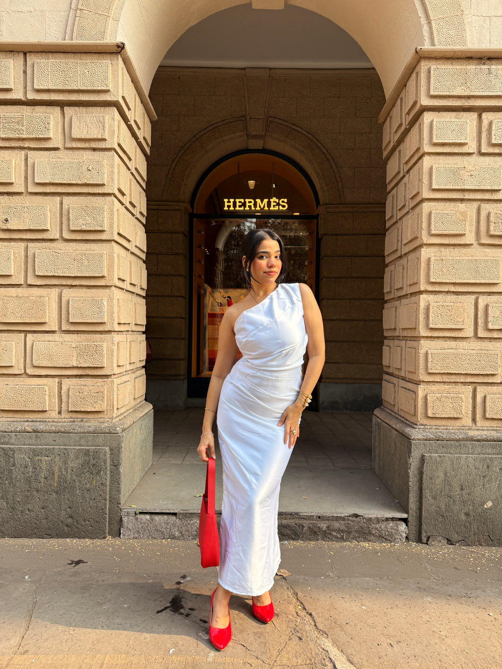 One Shoulder White Dress