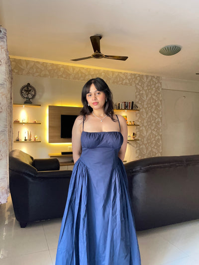 AMEERA NAVY GATHERED DRESS