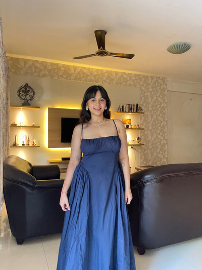 AMEERA NAVY GATHERED DRESS
