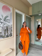 Candy Orange Elastic Coord Set