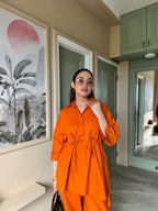 Candy Orange Elastic Coord Set