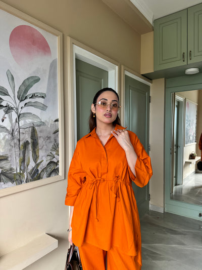 Candy Orange Elastic Coord Set