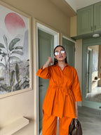 Candy Orange Elastic Coord Set