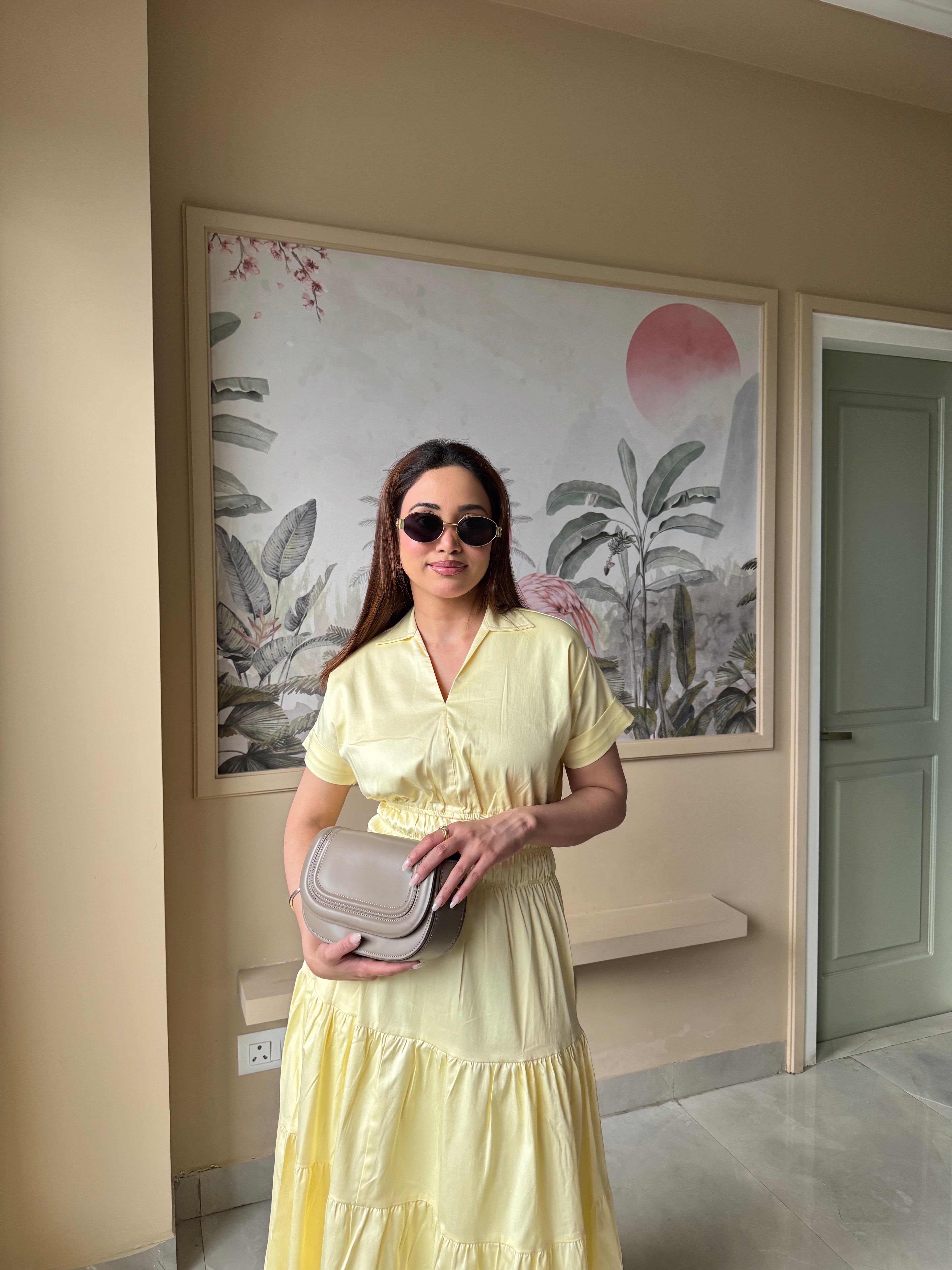 Yellow Elastic Maxi Dress