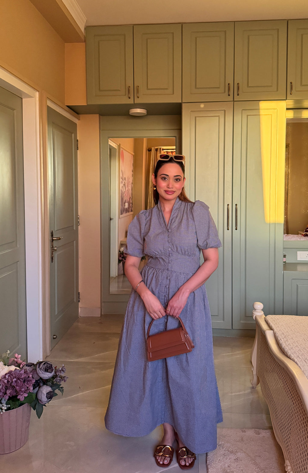 Aalayra Checks Button Maxi Dress