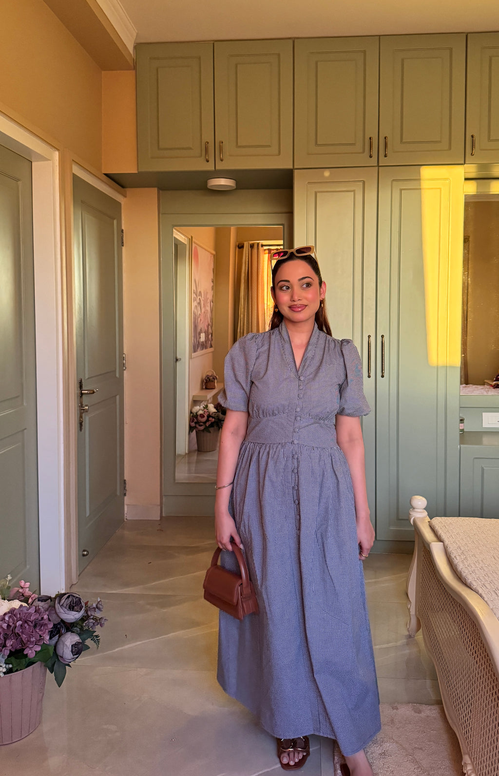 Aalayra Checks Button Maxi Dress