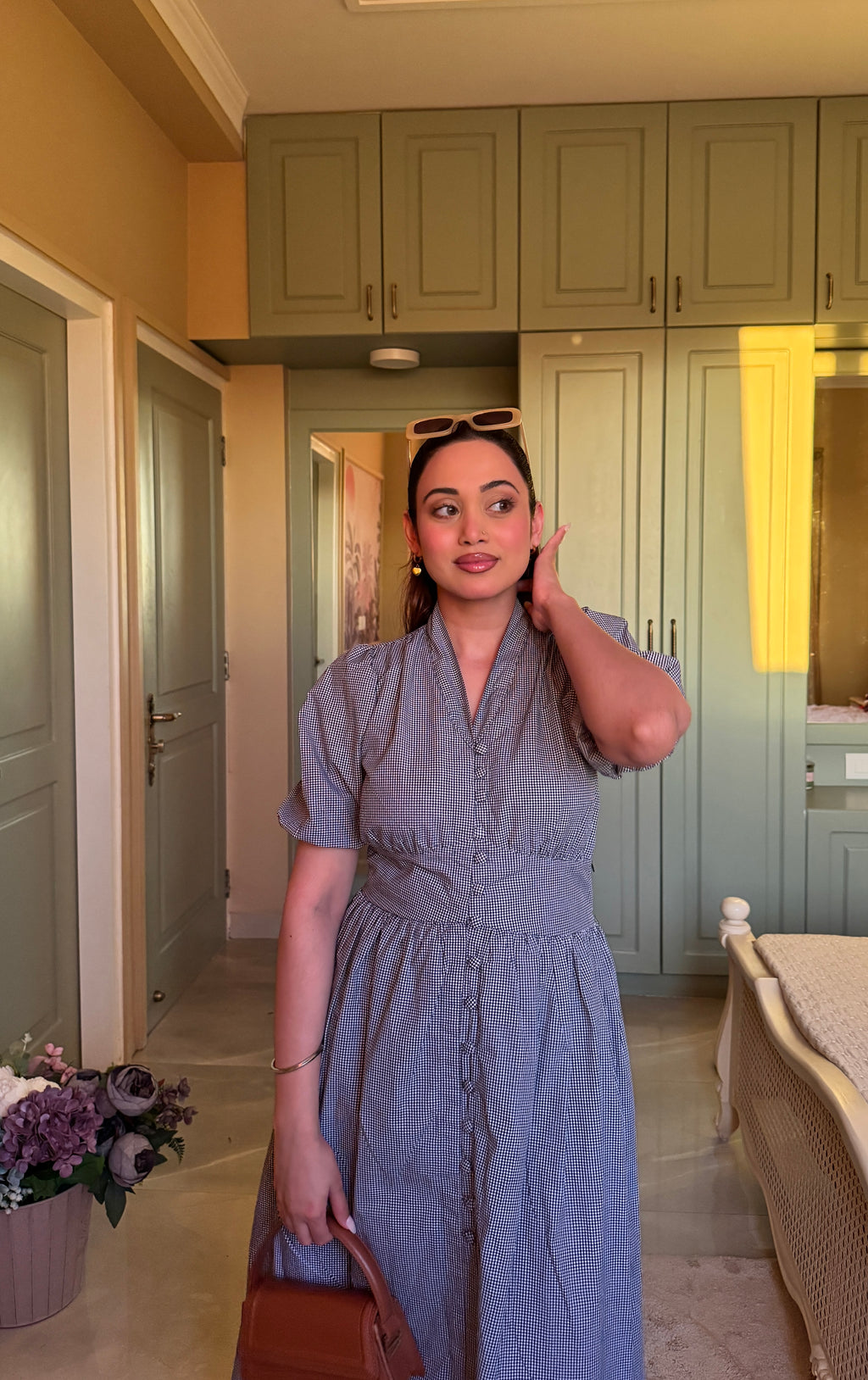 Aalayra Checks Button Maxi Dress