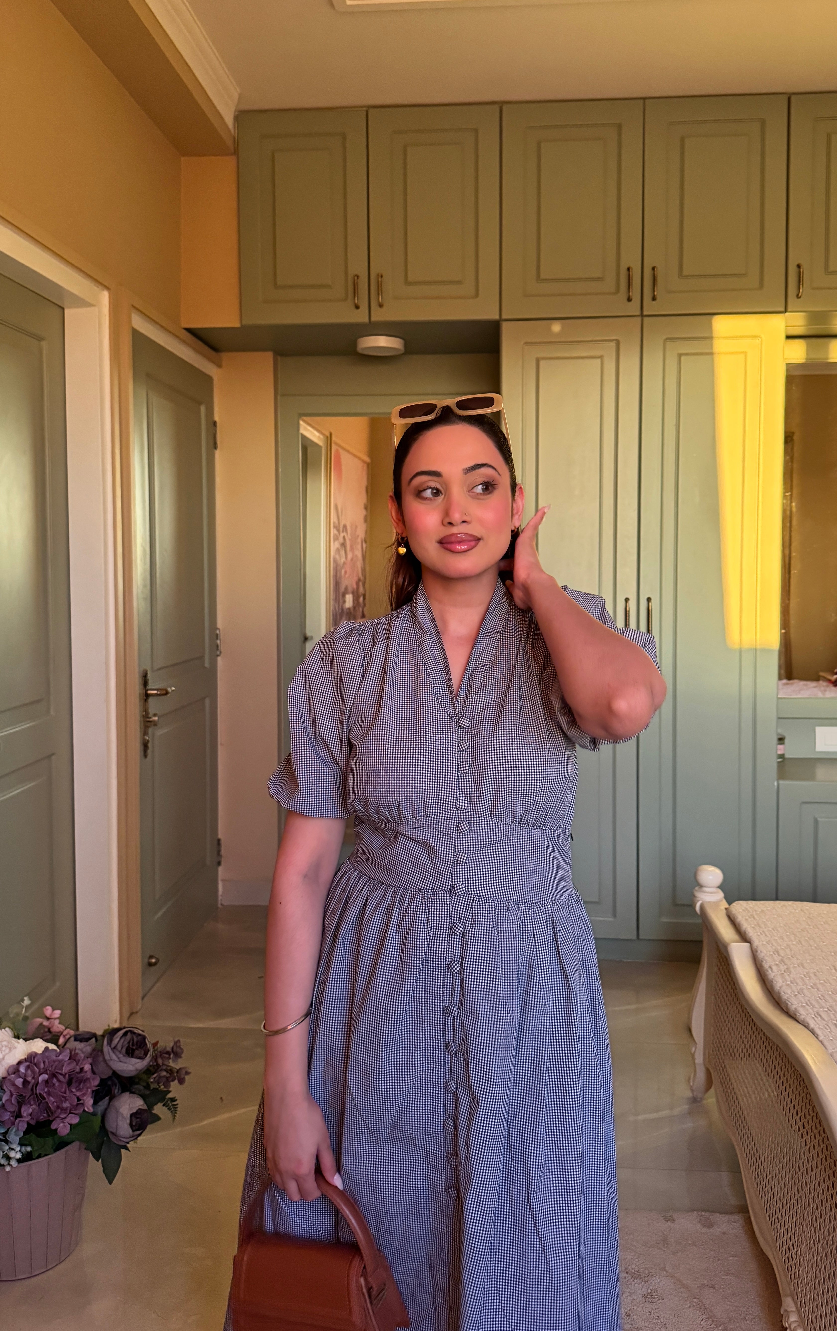 Aalayra Checks Button Maxi Dress