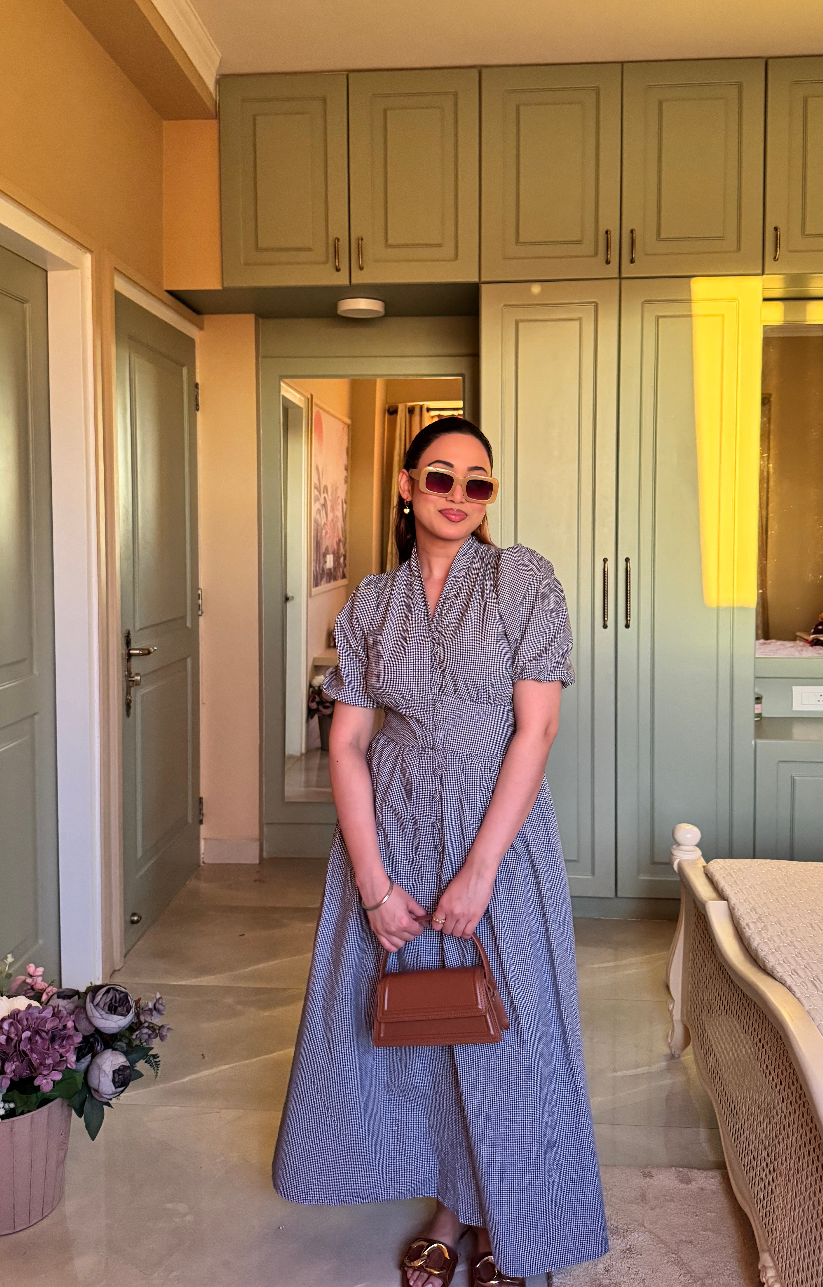 Aalayra Checks Button Maxi Dress