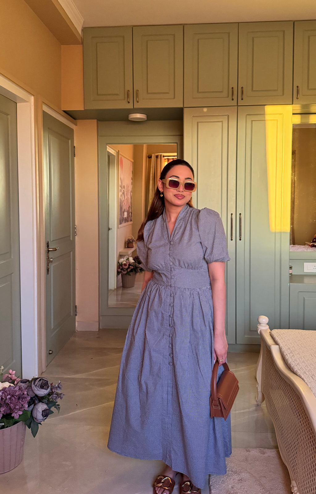 Aalayra Checks Button Maxi Dress