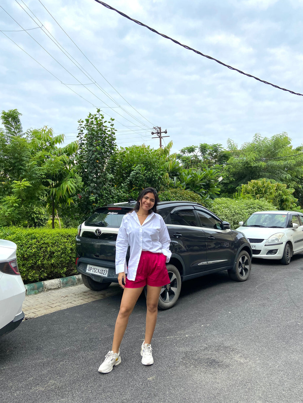 Oversized white shirt with pink shorts- Labelbyanuja