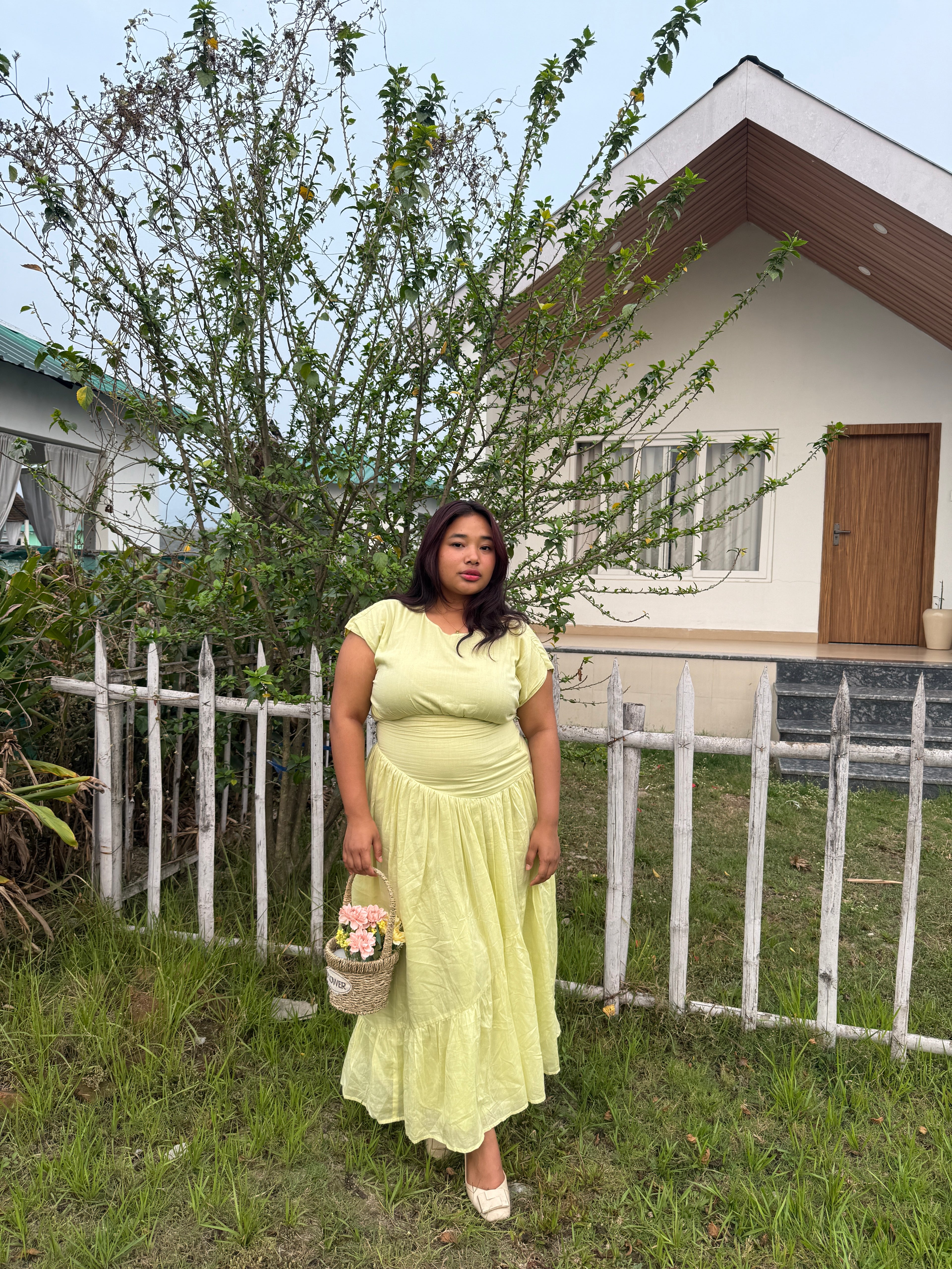 Lime Mulmul Maxi Dress