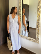 Stripe Marine Blue Maxi Dress