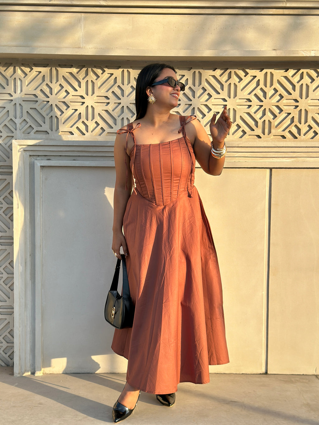 Mocha Brown Corset 2 Piece Dress