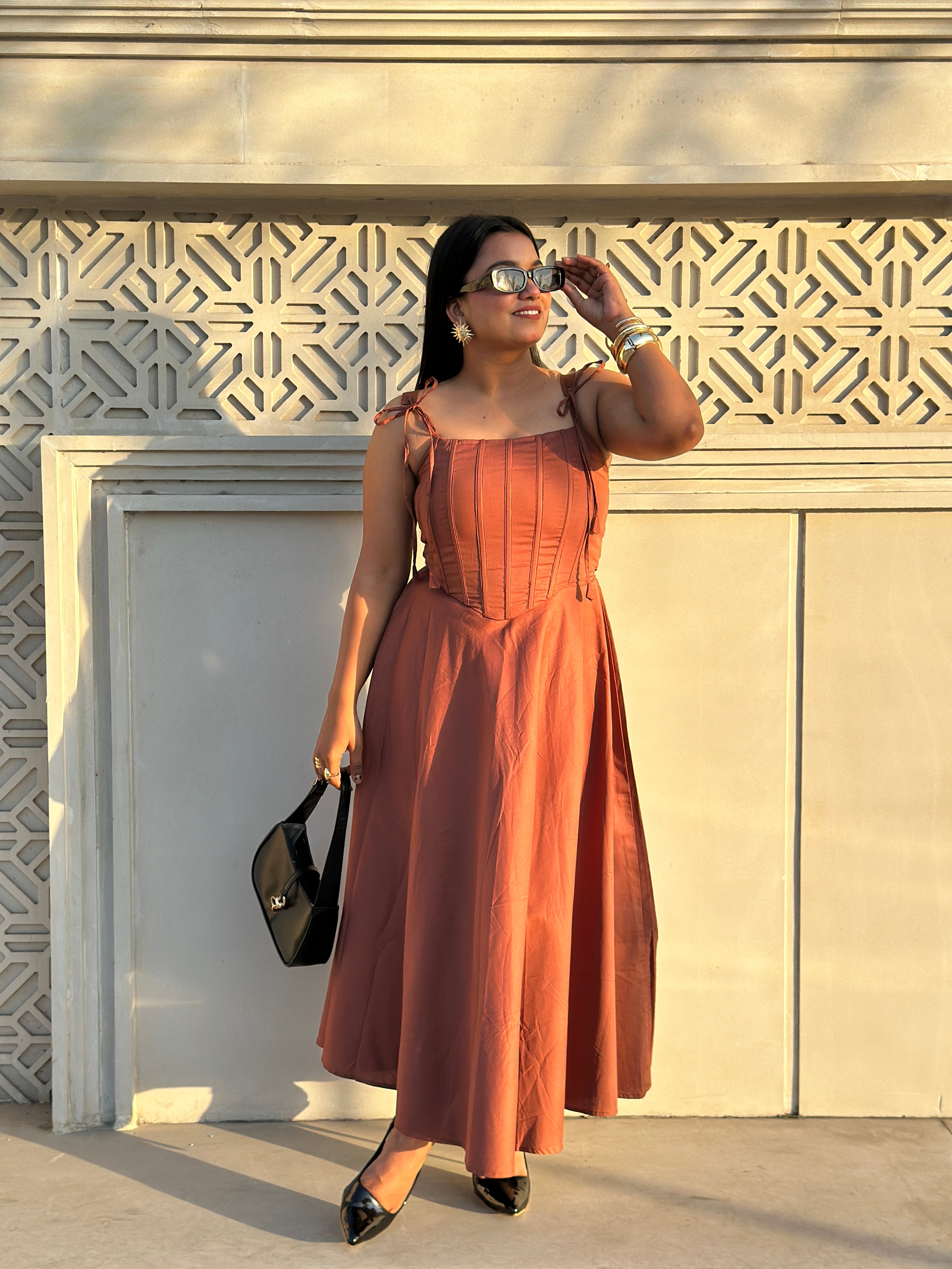 Mocha Brown Corset 2 Piece Dress