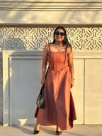 Mocha Brown Corset 2 Piece Dress