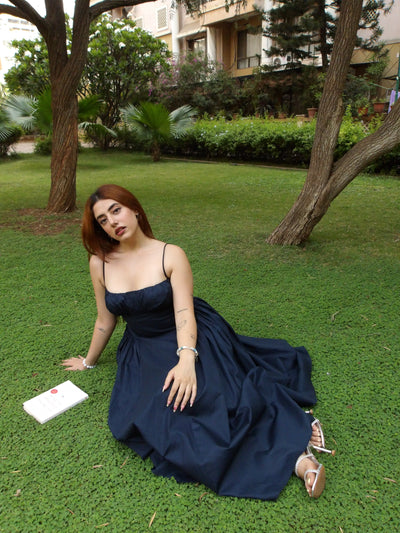 Ameera Navy Gathered Dress
