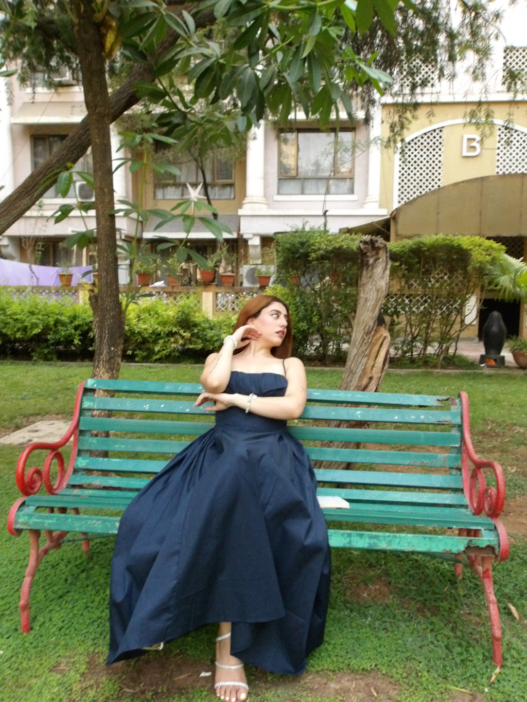 Ameera Navy Gathered Dress