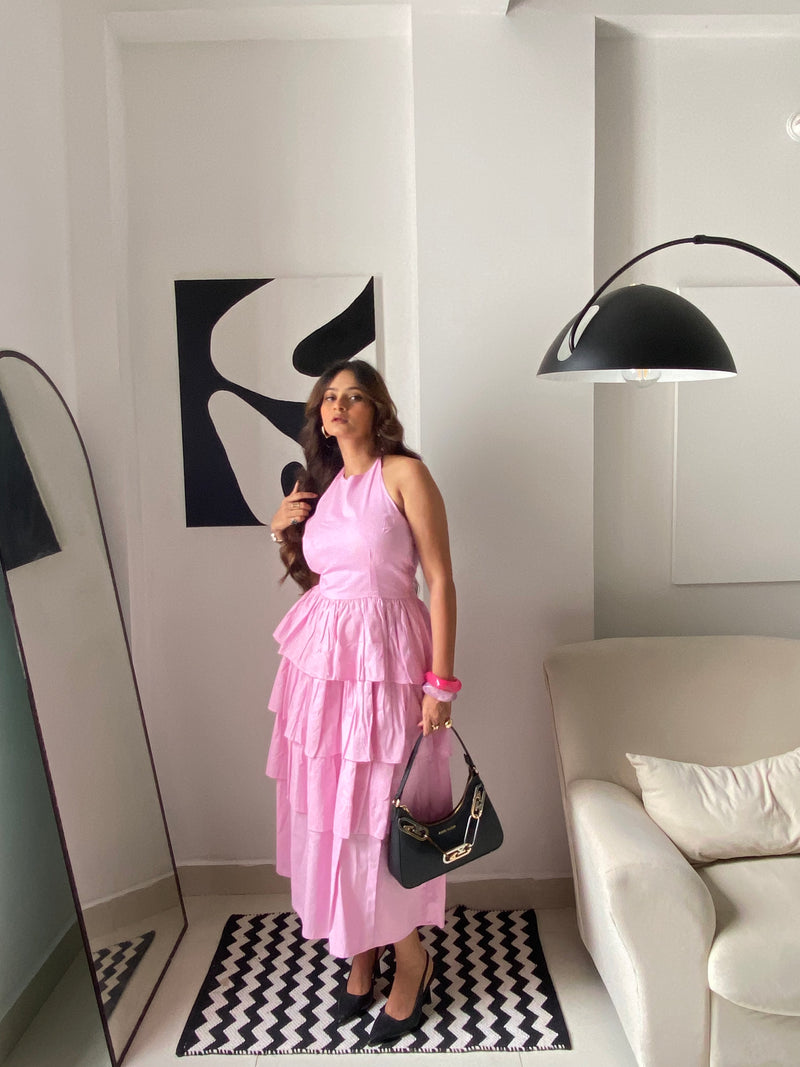 Lily Pink Halter Maxi Dress