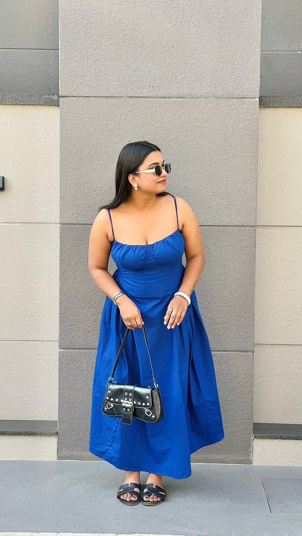 Ameera Blue Gathered Dress