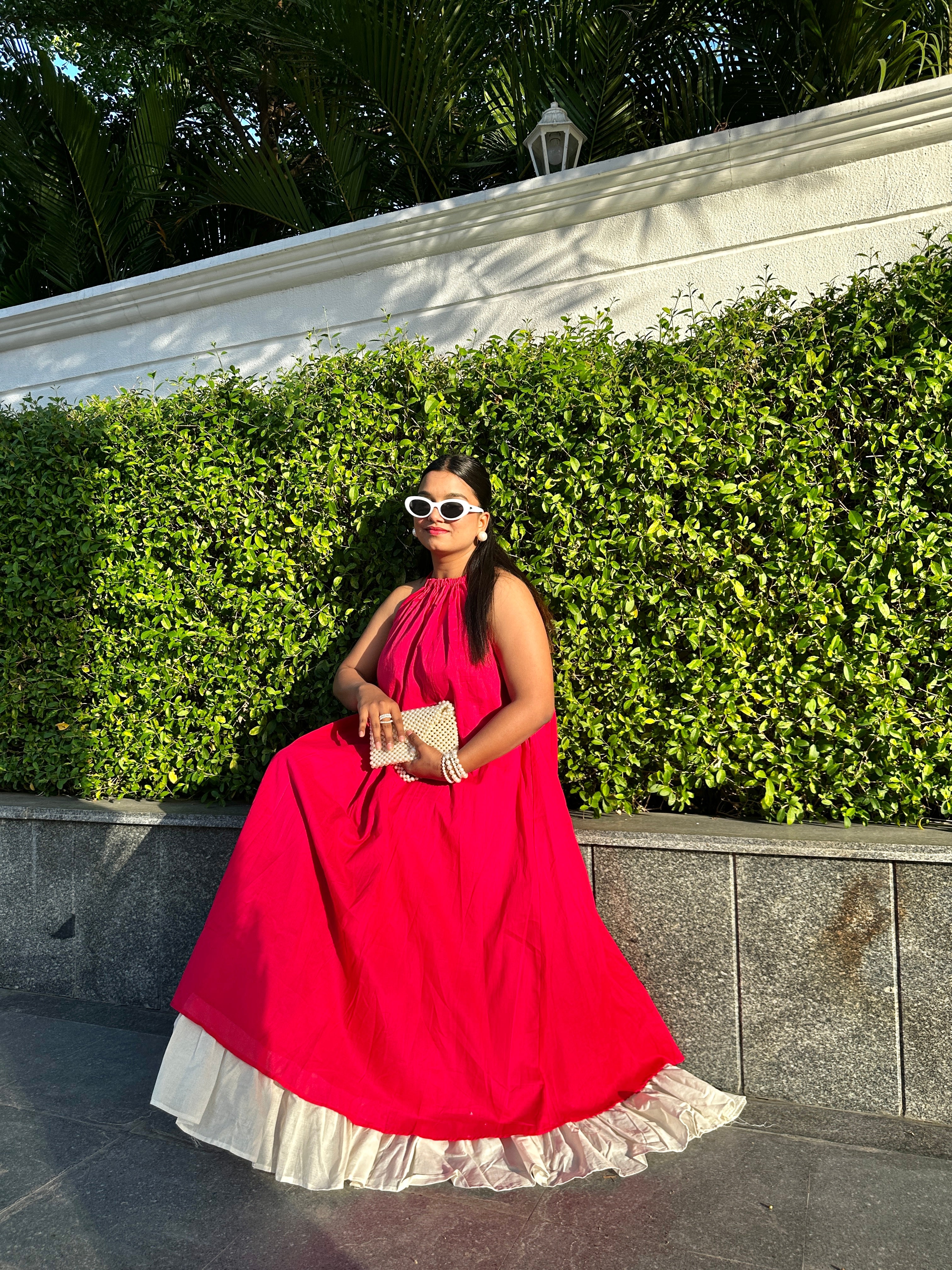 Rosy pink dual colour maxi dress