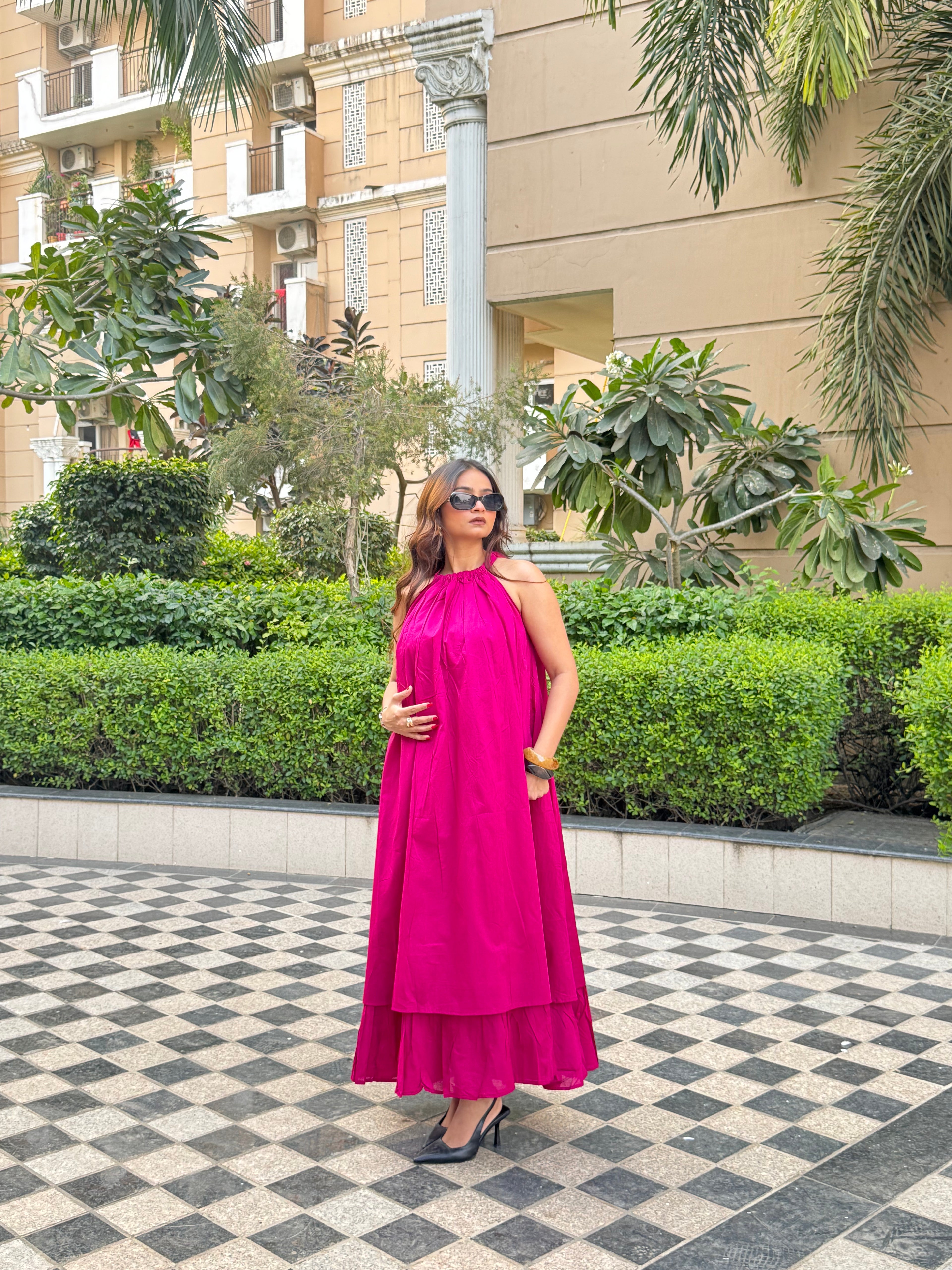 Mulmul Pink Blooming Dress